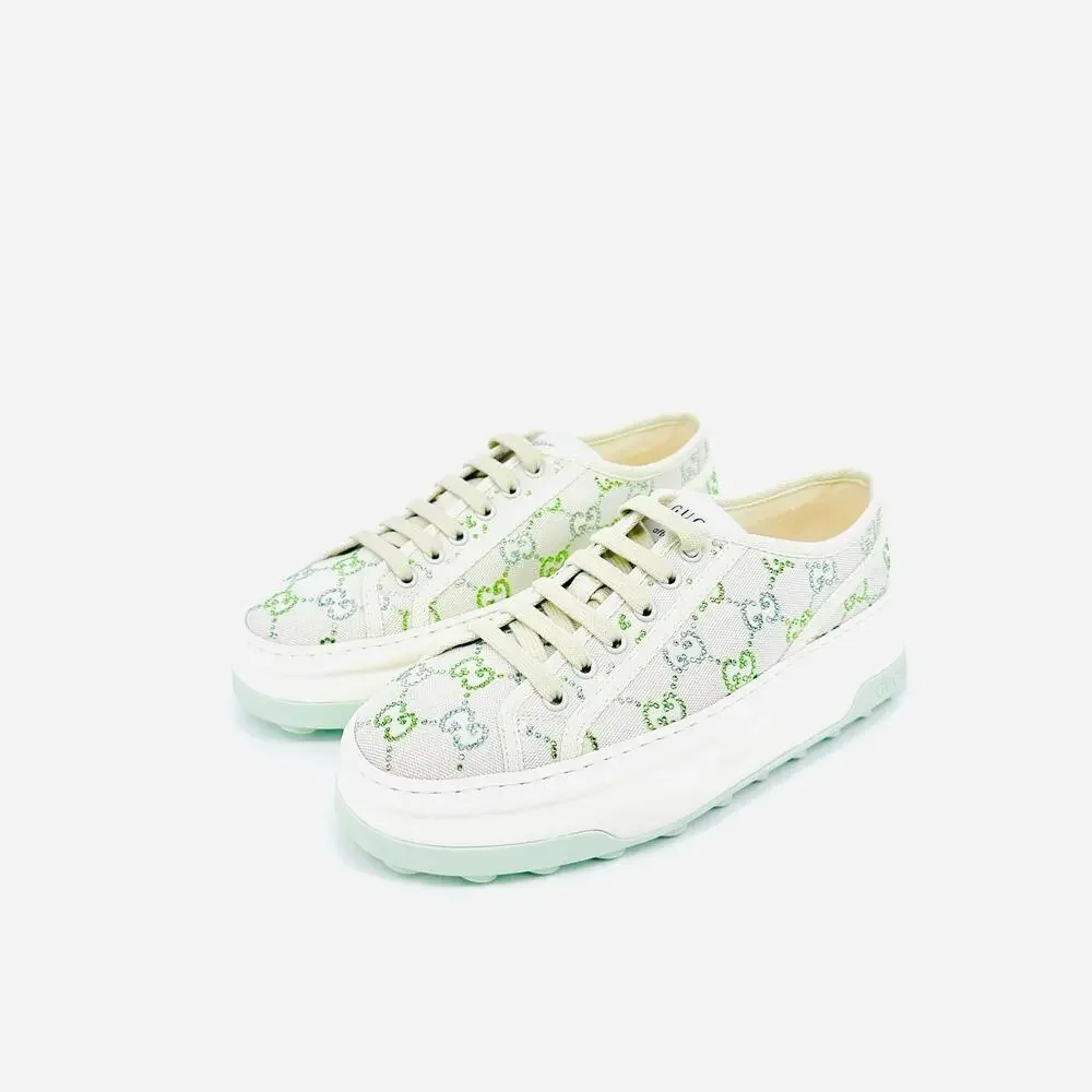 NIB Gucci Tennis 1977 EU 38 US 8 GG Crystal Platform Sneakers Cream White $1,350 - Picture 5 of 12